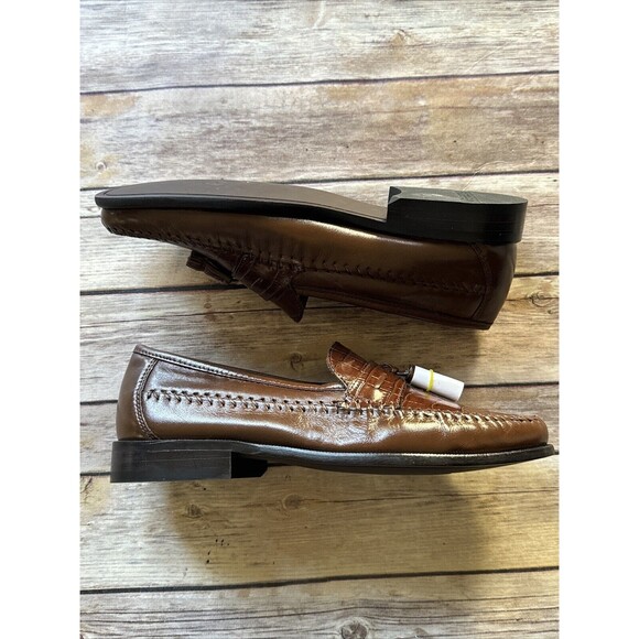 NEW Florsheim Pisa 18469 Brown Croc Print Tassel Leather Loafer Dress Shoe Men 7 main image 5